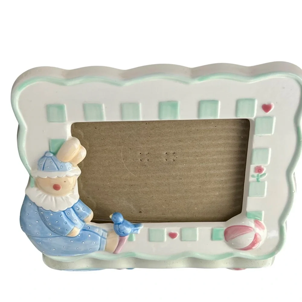 Picture Frame Ganz Ceramic Bunny‎ 4x6 Nursery Decor Garden Theme Mint Green